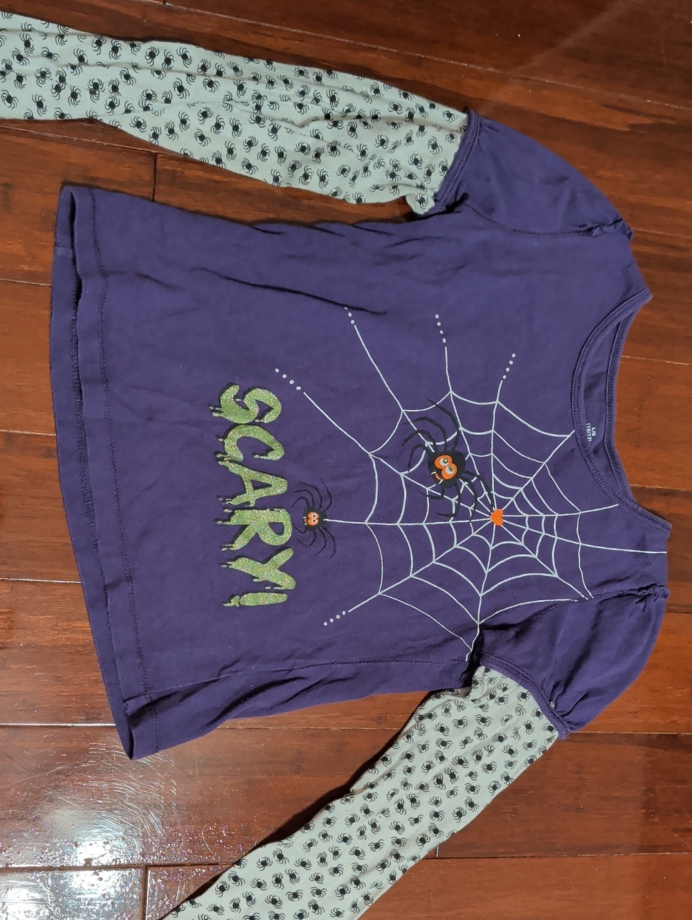 No Boundaries Purple Long-Sleeve Spider Web Tee with Layered Look